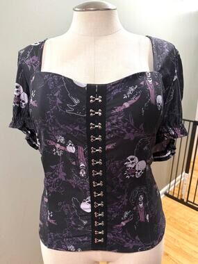 Hot Topic Plus Size 4 Disney Haunted Mansion Madame Leota Skimmer Skull Top 4X